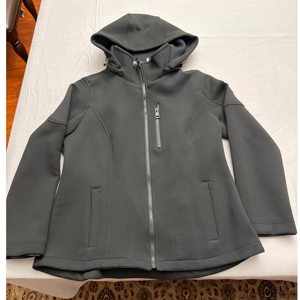 Andrew Marc Womens Black Softshell Hooded Jacket Full Zip Size XL